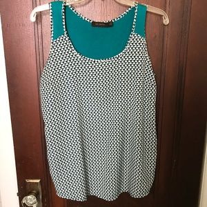 The Limited Sz M Turquoise & Geometric Tank